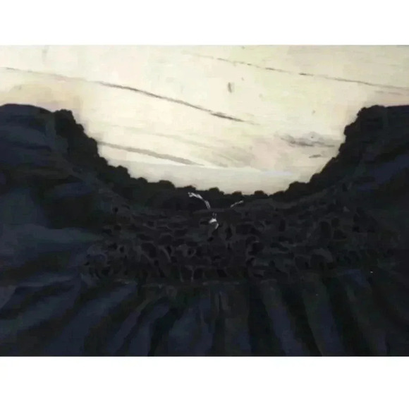 Anthropologie Black Scalloped Top - Picture 2 of 3